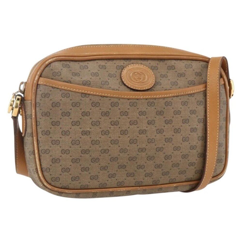 Authentic GUCCI Micro GG Supreme Shoulder Bag PVC Beige Gold 007 113 0095
